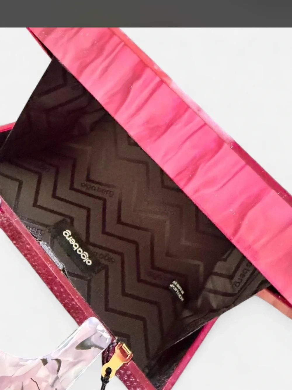 Olga Berg Multicolor Resin Wave-Panel Clutch in Pink, Purple & Cream